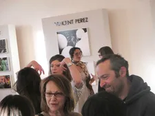 Nathalie Baye and Cédric Kahn at Anne-Dominique Toussaint's Galerie Cinema reception